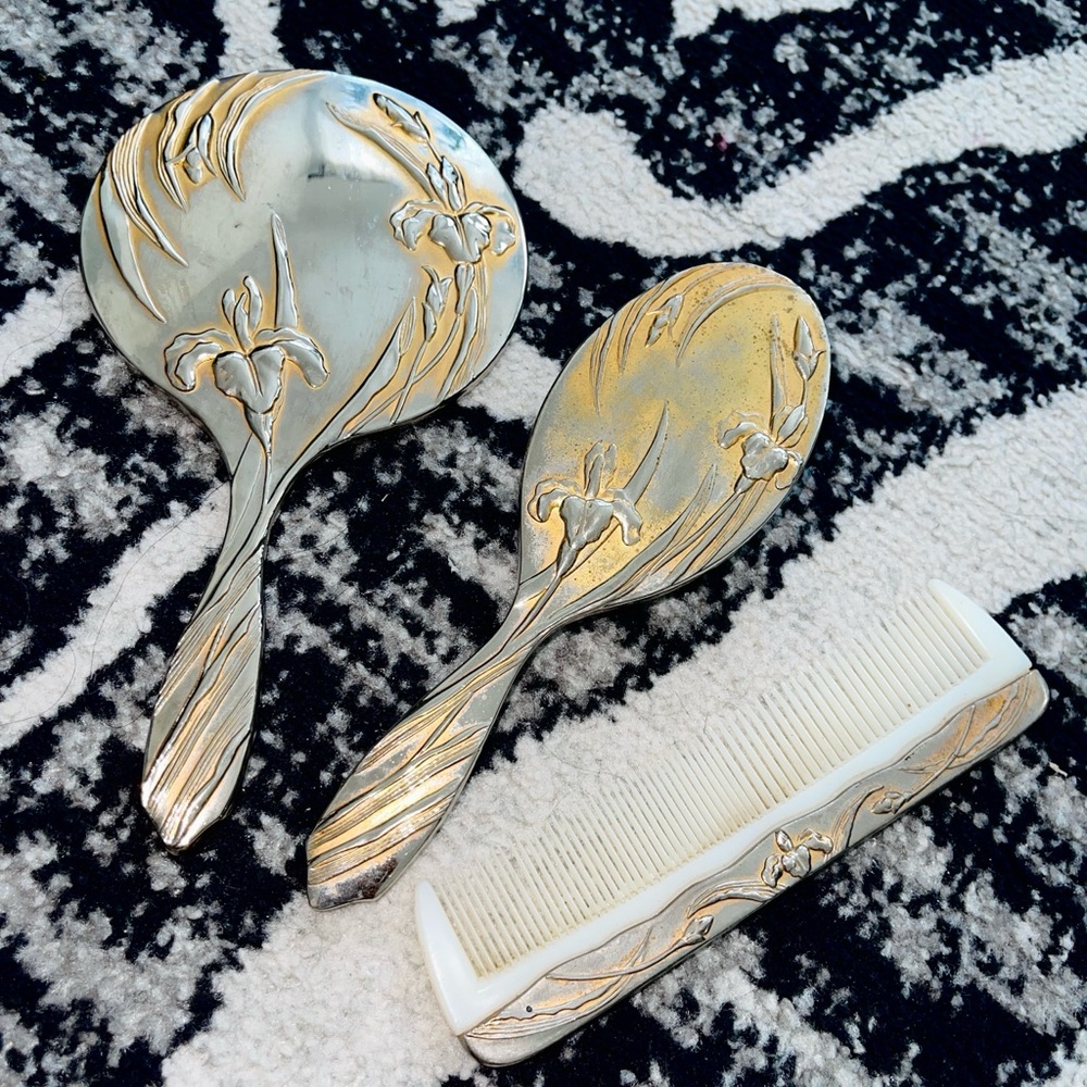 Elegant Silver and Gold Vanity Set